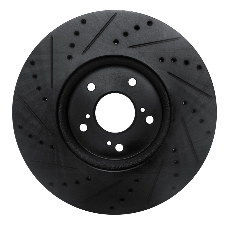 Acura ILX Brake Rotor (1) - Front Right - R1 Concepts - Drilled & Slotted - Black - `13-`25